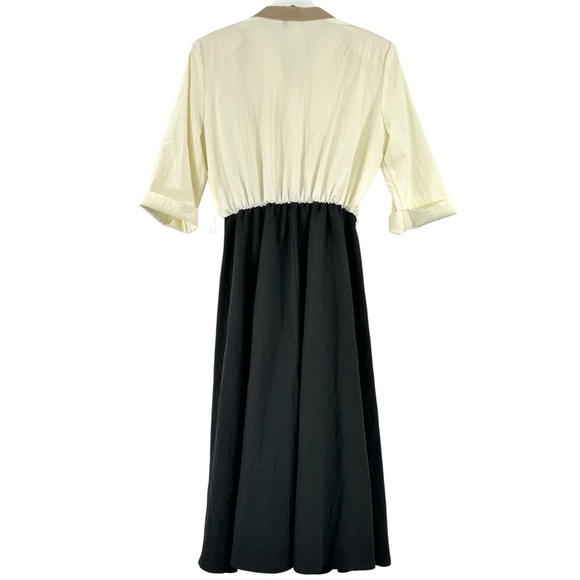 Designer Vintage Willi of California Cream Black Short Sleeve Midi Maxi Dress - Picture 3 of 6